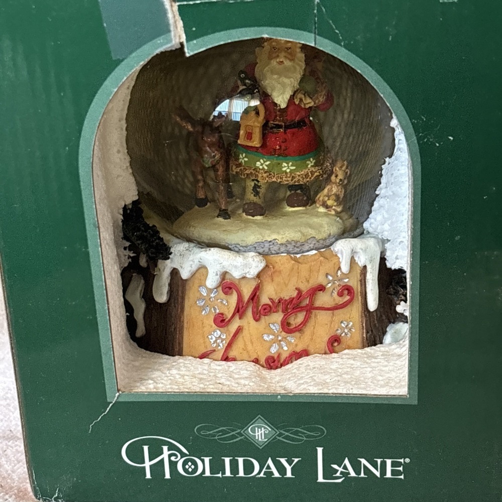 Vtg Santa Claus Music Box Snow Globe 2005 Macys  We Wish You a Merry Christmas